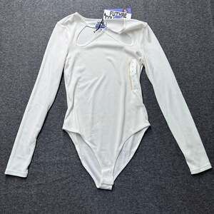 Future Collective WHite Long Sleeve Bodysuit